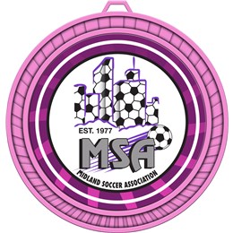 Girl's Pink Custom Soccer Medal with Custom Logo